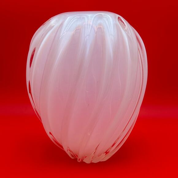 Vintage Glass 12" Vase by Larry Laslo Opalescent Italian Art Swirl Glass Vase - Picture 3 of 10